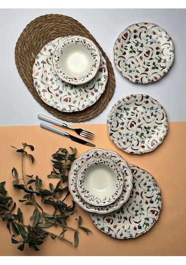 Tabak Evi Fulya Colorido Porselen Yemek Takımı 6 Kişilik 24 Parça