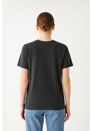 Markapia Woman Kadın %100 Pamuk Basic T-shirt Antrasit