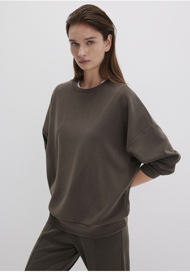 Mavi - Lux Touch Tencel Tm Modal Kahverengi Sweatshirt 168837-90707 Kahverengi