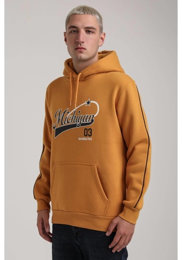 Kapüşonlu Hardal Slim Fit Full-zip Sweatshirt 24fwm64079 HARDAL Hardal