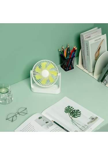 Jeehugo Masaüstü Şarjlı Fan, Çıkarılabilir Kanatlar, 4 Seviye Rüzgar Ayarı, Sessiz Fonksiyon, 4000mah Pil, Hafif Ve Taşınabilir, Beyaz Beyaz