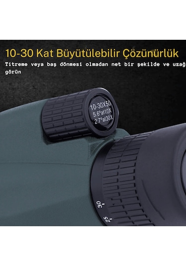 Techtic Hd Teleskop Monoküler El Dürbünü 10-30x50 Zoom Tripot Yeşil