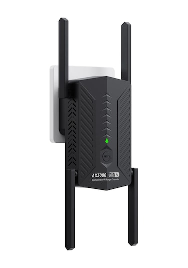 5 Ghz 3000 Mbps Wifi 6 Tekrarlayıcı Genişletici Sinyal Güçlendirici Çift Bant Black Bize Fiş