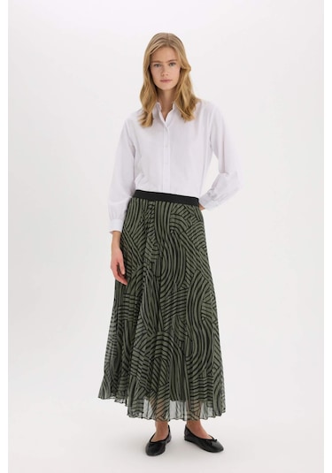 DeFacto Pilise Baskılı Şifon Maxi Tesettür Etek E5454AX25SPKH262