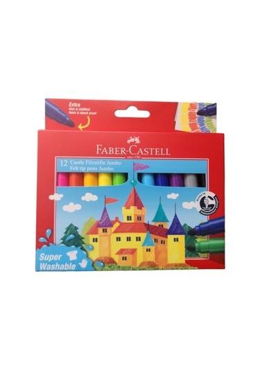 Faber Keçeli Kalem Jumbo 12 Renk Yıkanabilir Superwashable 5062154311000