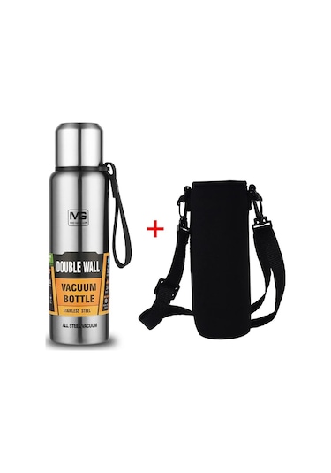 Büyük Kapasiteli Paslanmaz Çelik Termos Taşınabilir Yalıtımlı Termos Şişesi 1000 Ml Gümüş