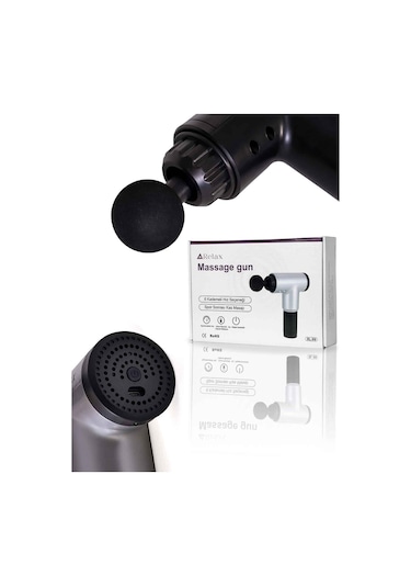 Relax 4 Başlıklı Titreşimli Sporcu Şarjlı Masaj Tabancası - Siyah