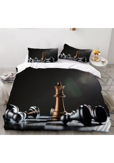 Satranç 3d Çocuk Nevresim Takımı 160 240 Cm Antibakteriyel Organ