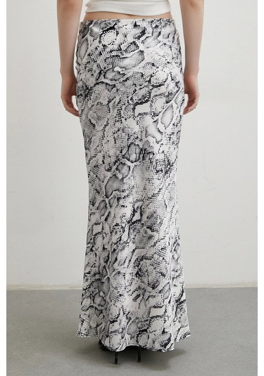 Desenli Maxi Verev Etek Beyaz Beyaz