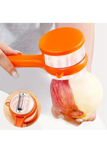 Honeybeeshop Turuncu Çok Amaçlı Sebze Meyve Soyacak Saklama Kutusu Testereli Bıçak Turuncu