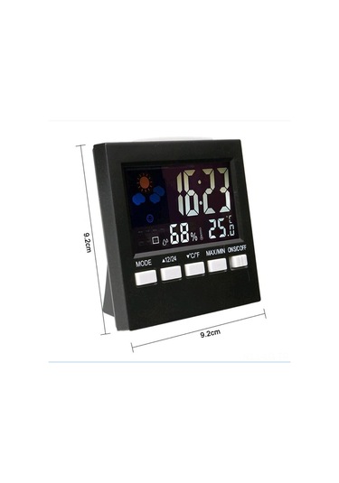 Leezsing Ev İçin Siyah Renkli Lcd Ekranlı Hava Durumu İzleyici - Sicaklık, Nem Ölçer, Saat Ve Alarm Fonksiyonu Sn192 Modeli, Pil Dahil Değil