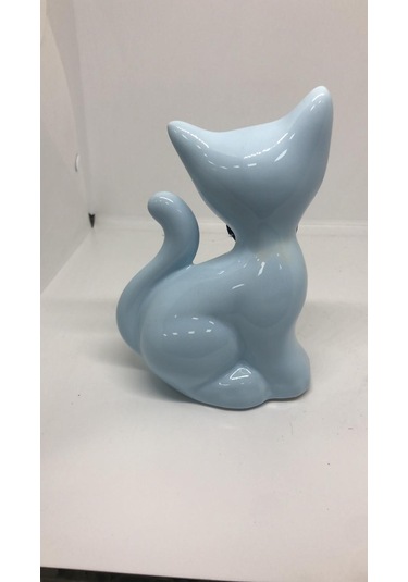 Lebron Masaüstü Dekoratif Seramik Kedi Objesi Mavi