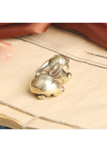 Homyl Mini Pirinç Tavşan Heykel Hatıra Masa Dekorasyon 1 3,4cmx1,6cm