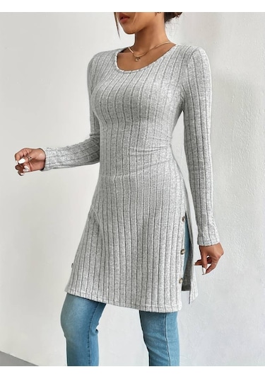 Leyla Sanat Sanata Yeni Bir Bakış Açısı Kadın Uzun Kollu Yuvarlak Yaka Yandan Yırtmaçlı Düğmeli Şardonlu Kaşkorse Bluz Gri Leyla Sanat Sanata Yeni Bir Bakış Açısı Kadın Uzun Kollu Yuvarlak Yaka Yandan Yırtmaçlı Düğmeli Şardonlu Kaşkorse Bluz Gri