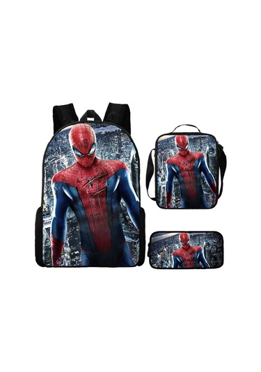Örümcek Adam Yeni Sırt Çantası Büyük Kapasiteli Öğrenci Kişilik Okul Çantası Üç Parça Seti Stil 31