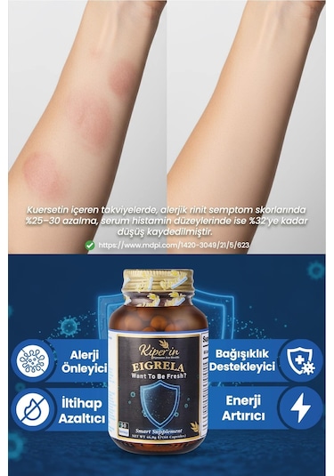 Kiperin Eigrela Alerji Kuersetin, Kekik, Astragalus, Çörek Otu, Meyan Kökü 60 Kapsül