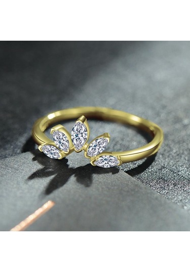 Altın Modian 925 Ayar Gümüş Eşkenar Dörtgen Aaa Temizle Cz Taç Moda Altın Renk Parmak Yüzük Kadınlar İçin Güzel Düğün Takısı