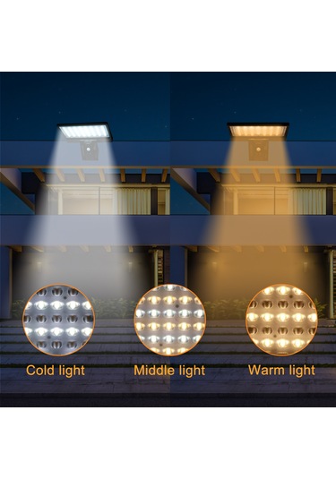 Xindoker Güneş Enerjili Duvar Lambası, Pır Hareket Sensörlü, 4 Modlu Ayar, 104 Led Işık 3000k-6000k , Ip65 Su Geçirmez, 5200mah Pil, Type-c Şarj, Kumanda İle Kontrol Edilebilir Siyah