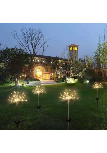 Yifomall Güneş Enerjili Led Çiçek Ateşi Işığı - Bahçe Çim Üstü Fantezi Aydınlatma - Dairesel 2 Mod 120 Led Beyaz Işık