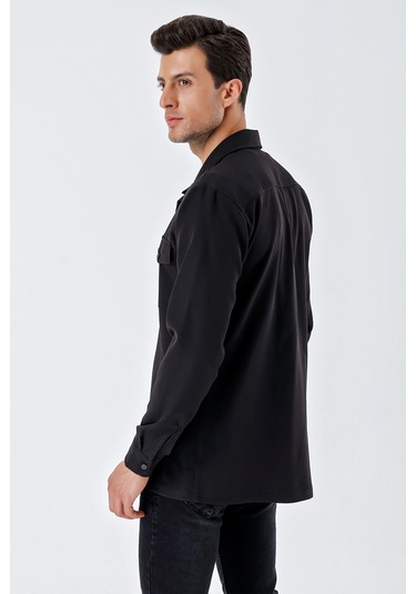 Bigdart 20193 Oversize Erkek Gömlek - Siyah 001