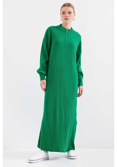 Gabria Fitilli Triko Elbise Yeşil