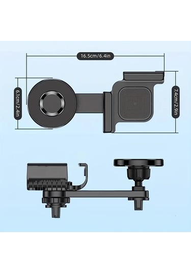 Honeybeeshop Tesla Araçlar İçin Siyah Silikon Koruma Titreşimi Önleyen Abs Malzemeli 360 Derece Dönebilen Manyetik Araç Telefon Tutucu