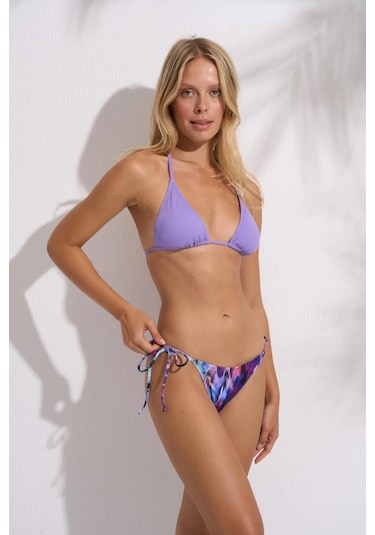 Pierre Cardin Kadın Desenli Mor Üçgen Bikini C5t3n2o142 001