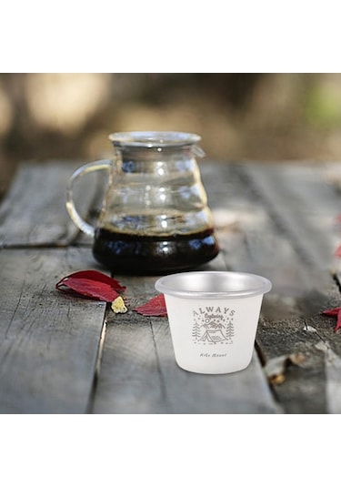 Pazly Kamp Kahve Kupa Bira Paslanmaz Çelik İçecek Süt Beyazı Bardak Beyaz