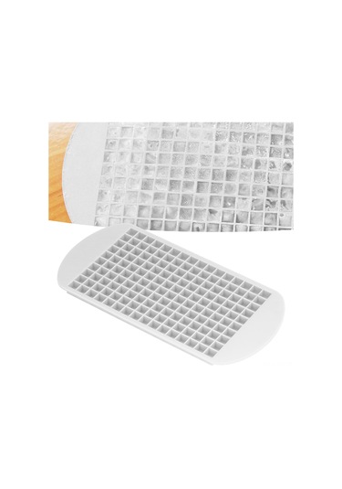 Shineyee 160 Hücre Silikon Buzluk Kalıbı Mini Kare Buz Taneleri, Lehimsi Çıkarım, Gıda Grubu, Mikrodalga Uyumlu, Kolay Temizlenir Beyaz