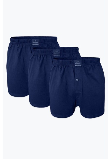 Malabadi Erkek Lacivert 3 Lü Paket Geniş Kalıp Büyük Beden Boxer %100 Pamuk Battal Boy 3m024 Lacivert