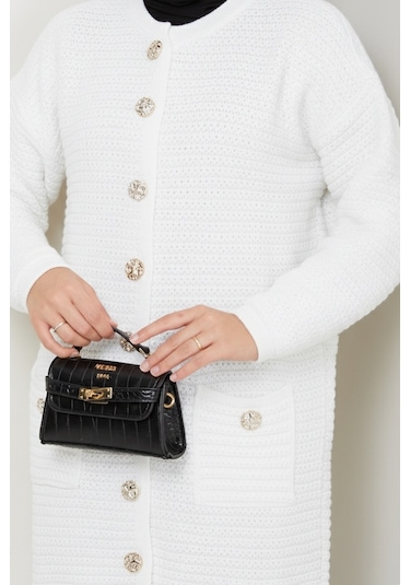 Lezgi Düğmeli Triko Hırka 1599 - Beyaz Beyaz