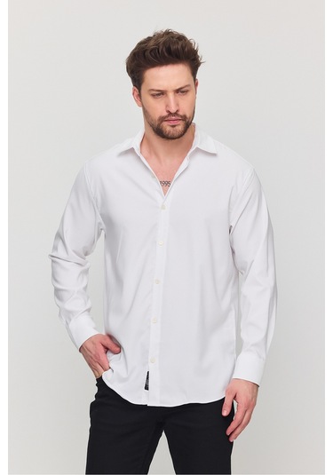 Oversize Rahat Kesim Erkek Gömlek Beyaz
