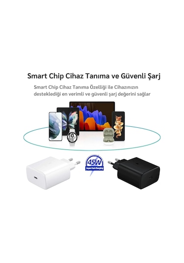 Samsung Galaxy Tab S11 Uyumlu 45w Type-c Girişli Super Hızlı Şarj Cihazı Adaptör - Garantili Siyah