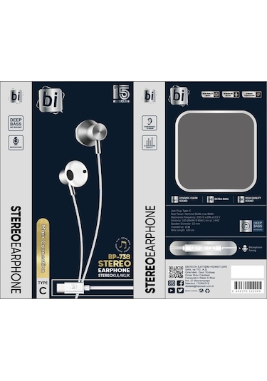 Bipower BP-738 Type-C Kulakiçi Kablolu Kulaklık
