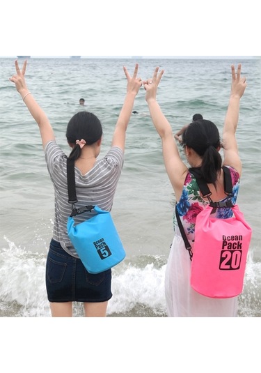 Sones Outdoor Su Geçirmez Tek Omuz Çantası Kuru Çuval Pvc Varil Çanta, Kapasite: 5l Koyu Mavi