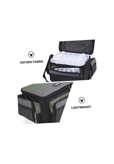 Teltree Oxford Kumaş Olta Malzemeleri Çantası - Yeşil Gri, Ayarlanabilir Askı Kemerli, 42x26x17cm Olta Takılarını Düzenleyici Çanta Çok Renkli