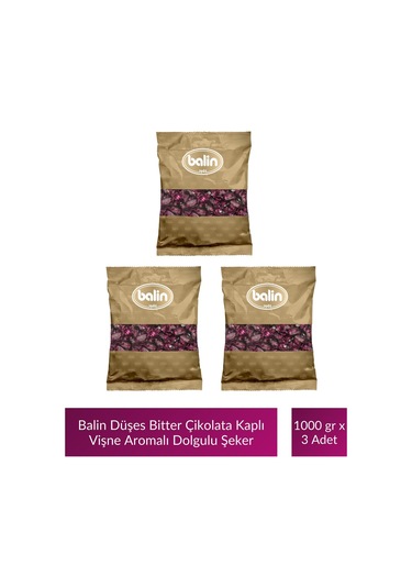 Balin Düşes Çikolata Kaplı Vişne Aromalı Sert Şeker 1000 Gr X 3 Adet