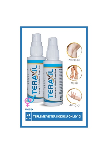 Teraxil Terleme Ter Kokusu Önleyici Sprey El Ayak Koltuk Altı 50 ML x 2