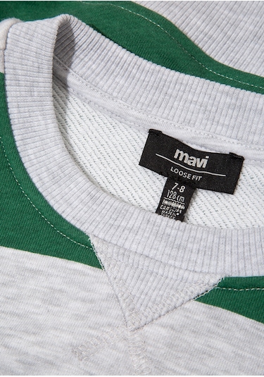 Mavi - Çizgili Baskılı Yeşil Sweatshirt 6s10170-71697 Yeşil