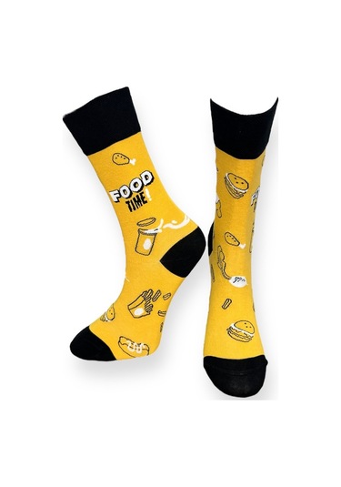 4'lü Unısex Yemek Temalı Donut Tasarımlı Esnek Nem Alabilen Pamuklu Spor Soket Çoraplar Çok Renkli