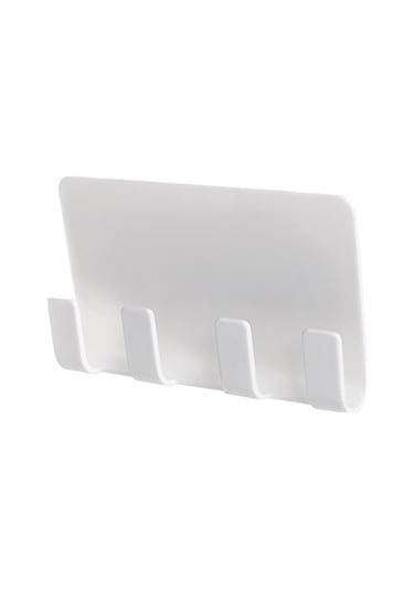 Konesam Duvar Üstü Şarjlı Telefon Tutucu - Deliksiz Yapi, 4 Kanca Depolama, Abs Malzeme, Beyaz