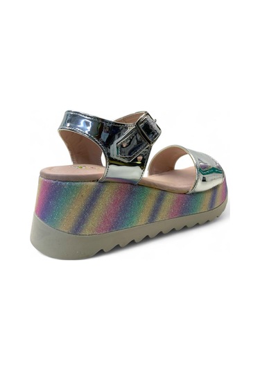 P07 Kız Çocuk 5 Cm Dolgu Topuklu Sandalet Gümüş