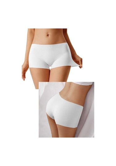 Royaleks Kadın Dikişsiz Görünmez Iz Yapmaz Mini Şort Boxer Siyah-Beyaz-Ten 3 Adet Çok Renkli