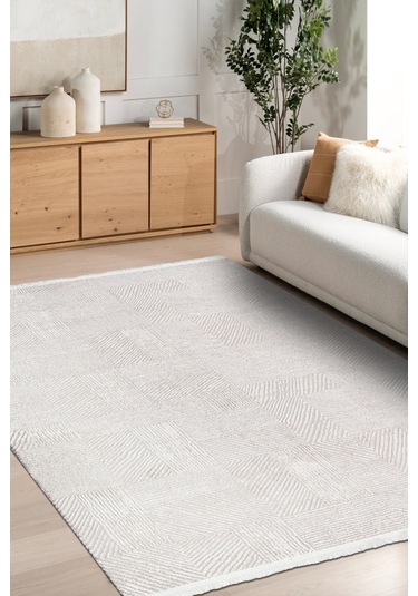 Volora Halı Koleksiyonu Yumuşak Dokulu, Modern İnce Form, Tozumaz Ve Kolay Temizlenebilir Krem - Açık Gri