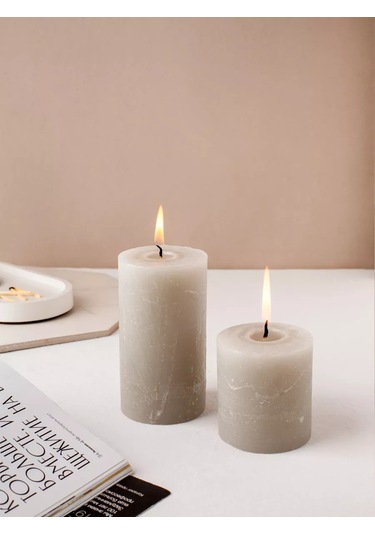 Svetıt' Mum Seti Hediyelik Dekoratif Kolonlu Mumlar Ev İçin 2'li 161888706 Gri