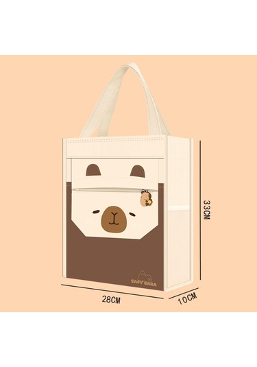 Suntek El Çantası Sevimli Üst Saplı Cepli Çocuk Tote İş Kahverengi
