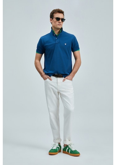 Lufian Erkek T Shirt 111040206s2 Açık Lacivert-ekru Ekru - Lacivert