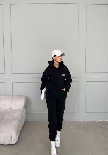 Harmandar Flasenty Kışlık Alt Üst Takımı Sweatshirt Eşofman Altı - Siyah Baskılı Oversize Kapüşonlu Siyah Harmandar Flasenty Kışlık Alt Üst Takımı Sweatshirt Eşofman Altı - Siyah Baskılı Oversize Kapüşonlu Siyah
