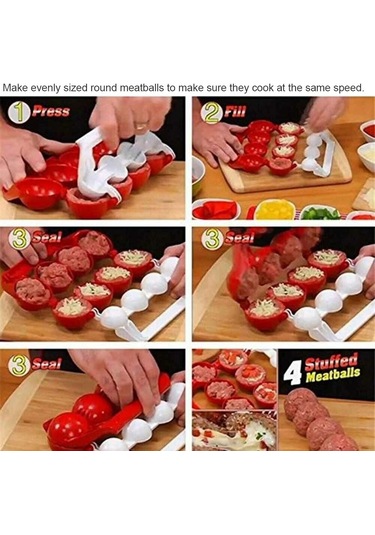 Doldurulmuş Balık Köfte Kalıbı Köfte Makinesi Kalıp Topu Ev Mutfa KIrmızı