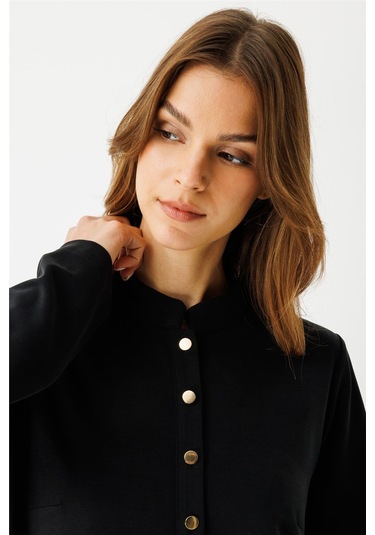 Oysh Kumaş Elbise Siyah Siyah